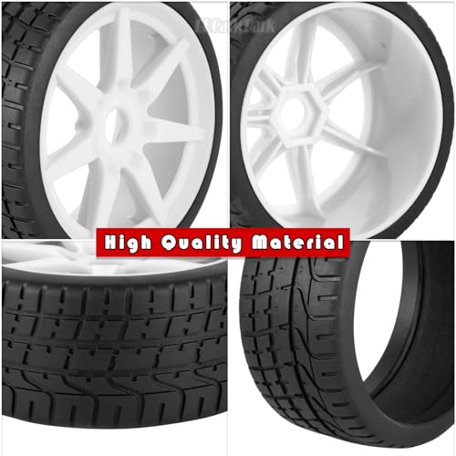 RC Highway Tires Wheel for 1/7 Infraction 6S BLX/Limitless,1/8 Typhon 6s BLX,7 Spokes Wheel Rim & Rubber Highway Tires RC Drift Tires,White - color: White - (4pcs Highway Tires)
