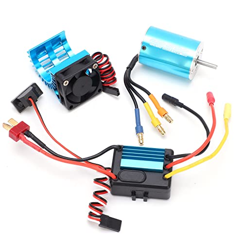 2838 4500KV Brushless Motor and ESC Combo Set, 4-Pole Sensorless Motor with 35A ESC and Heat Sink for 1/14 1/16 1/18 RC Car Truck