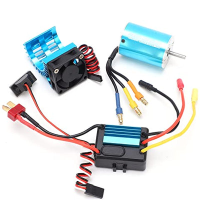 2838 4500KV Brushless Motor and ESC Combo Set, 4-Pole Sensorless Motor with 35A ESC and Heat Sink for 1/14 1/16 1/18 RC Car Truck