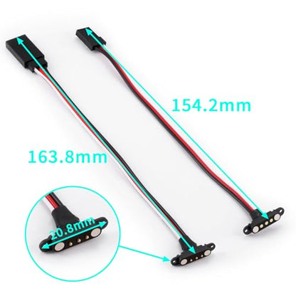 2 Sets Universal Magnetic Extension Cable JR Wire Connector for RC | Models Car Planes Drones - style: JR Wire