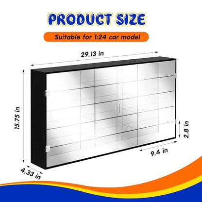 Juexica 1: 24 Clear Acrylic Toy Car Display Case 15 Grids Toy Race Car Display Show Box Diecast Case Wall Mounted Vehicles Shelf for Storage, Mini Model Figure Lover Gifts - size: 15 Grids