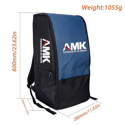 AMK RC Car Backpack, Waterproof RC Car Bag Large Capacity RC Car Storage Bag for 1/8 & 1/10 RC Crawler, Padded Carrying Case with Straps & Multi Pockets for TRX4 TRX6 Axial SCX10 Capra D90 TF2 CC01 - color: Blue