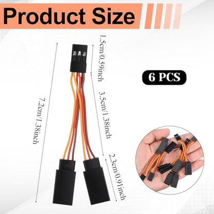 6 Pcs Servo Y Splitter Cable, 1 Male to 2 Female Y Harness Leads, Style Extension Wire for RC Car Airplane Helicopter Drone Boat (7.2cm/2.8in)