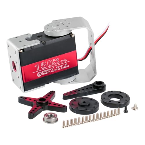 RDS51150 Digital Servo Motor, 150kg High Torque, Metal Gear, Dual Shaft, 12V DC, IP66 Waterproof, with U Bracket for RC Cars, Robotics (270 Degree) - style: 270 Degree