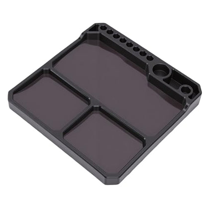 Silicone Tool Tray, Non Slip Parts Organizer with Magnetic Screw Holder, Divided Compartments for 1 10 RC Crawler Car Repair, Model Builders and Electronics Work