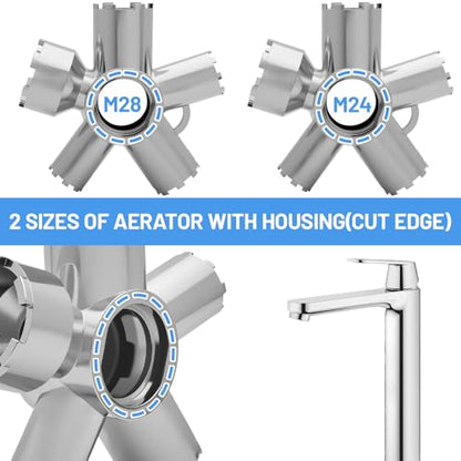 Upgraded Metal 10-in-1 Faucet Aerator Tool - Heavy-Duty Removal Key for M16.5-M28 Sizes, Hidden Thread/Housing Aerators, Home Plumbing Repair Must-Have