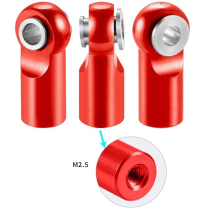 10Pcs/Set Metal M2.5 Link Tie Rod End Ball Joint for RC Model Car Boats Airplane Linkage Replacement Parts RC Links Linkage(Red) - color: Red