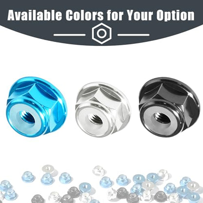 12Pcs M2 Flange Lock Nuts Metric Nylon Inserted Hex Self-Lock Non-Slip Aluminium Self Clinching Nuts for 1/24 RC Car Axial SCX24 Furniture DIY Industrial Construction Fasteners - color: Sky Blue, size: 12Pcs