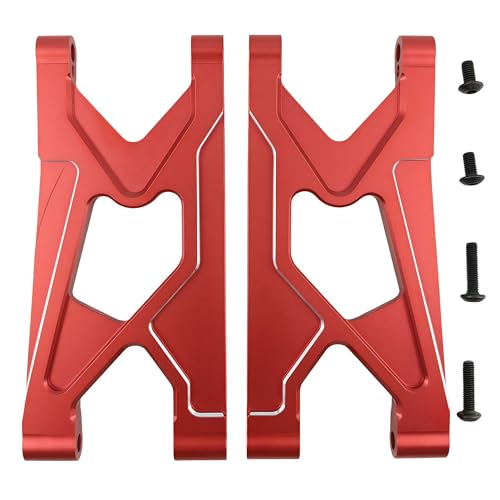 Aluminum Rear Lower Suspension Arms for ARRMA 1/10 Gorgon 2WD (Red) | 4X2,Monster Truck,ARA330751,CNC Machined,Swing Arms,Heavy Duty,High Strength,Precision Fit,Wear Resistant,RC Upgrade - color: Red