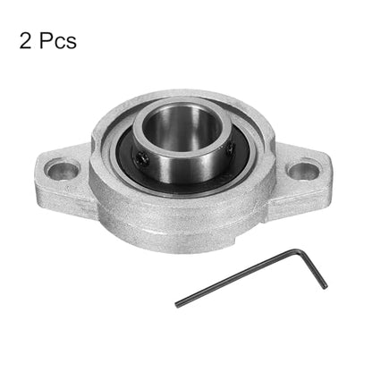 uxcell 2pcs KFL003 Pillow Block Bearings 17mm Bore Bearing Units Zinc Alloy Flange Mounted Bearing Housing, P6(ABEC3) - size: KFL003