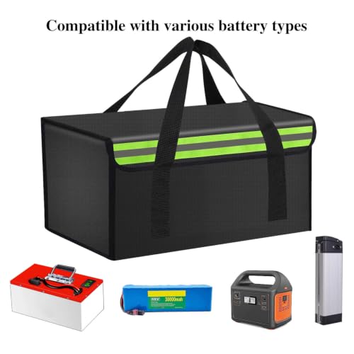 45*25*25cm Lipo Safe Bag Fireproof Bag for Lipo Battery Pack Storage Charging Transport,Home Office Travel Fireproof Safe Storage for Cash Valuables Jewelry Passport Power bank Lipo Battery - size: 450*250*250mm