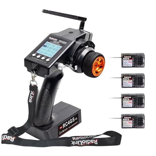 ATA HOBBY Radiolink RC4GS V3 5 Channel RC Radio Transmitter and 4Pcs R6FG Receiver with Gyro 2.4ghz 400M Remote Controller Kit for Car/Boat/Crawler/Tank/Drifting/Buggy with Lanyard