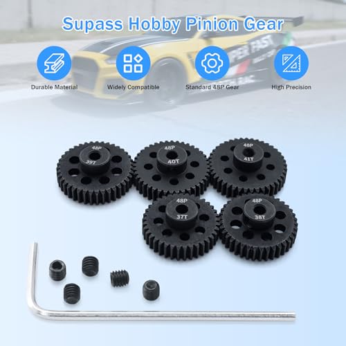 48P 37T 38T 39T 40T 41T Pinion Gear Sets with Screwdrivers for 3.175mm Shaft Brushless Brush Motor Compatible for Kyosho Axial Traxxas Arrma HSP HPI AXIAL Tamiya Losi 1/10 RC Car - size: 37T 38T 39T 40T 41T