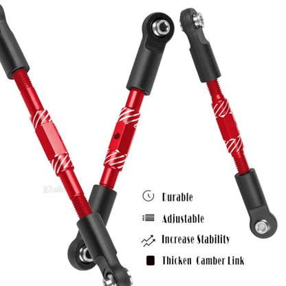RC Aluminum Turnbuckles Camber Links Upgrades Part for 1/10 Slash/Rustler/Stampede/Hoss,1/8 Jato 4X4 4WD VXL,Turnbuckles Camber Links Hops Up,Red (#9027#9028#9029) - color: Colorful-(for 1/10）