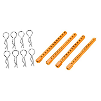 RC Body Post High Strength Aluminum Alloy RC Car Shell Column with Buckle for HSP 94102 94122 94103 94123 1/10 Scale RC Cars (Gold) - color: Gold