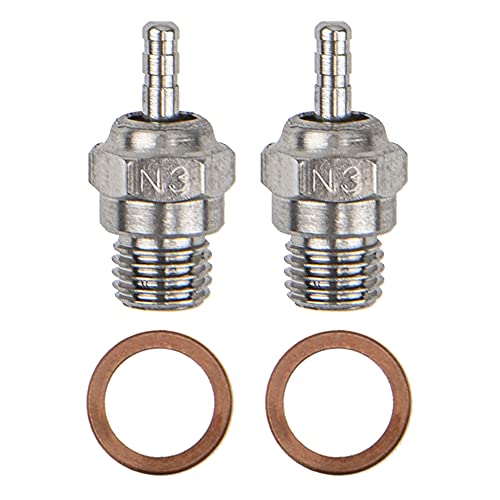ShareGoo 2Pcs N3 Hot Spark Glow Plugs No.3 & RC Igniter Engine Starter Compatible with Traxxas HPI Redcat HSP 1/8 1/10 RC Nitro Truck Buggy