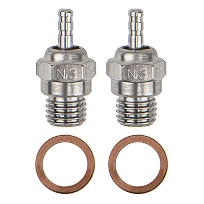ShareGoo 2Pcs N3 Hot Spark Glow Plugs No.3 & RC Igniter Engine Starter Compatible with Traxxas HPI Redcat HSP 1/8 1/10 RC Nitro Truck Buggy