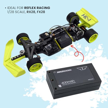 Helidirect Reflex Racing 400mah 7.6V LiHV Hardcase Battery Pack for MiniZ, Drift, 1/28, 1/24 - Remote Control Car, RC Car Upgrade Accessories (RRE015 400mah LiHv) - style: RRE015 400mah LiHv