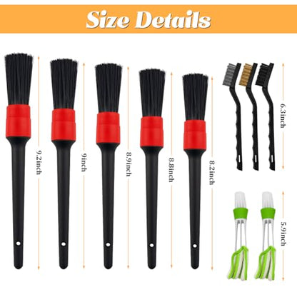 10PCS Car Detailing Brush Set, Vehicle Interior Cleaning Kit Includes Steel Wire and Air Vent Brushes, Automotive Detail Dusting Cleaner Tool Set, Universal for Most Vehicles - size: 10PCS