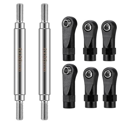 Straight Chassis Links - Stainless Steel Link Set High Clearance Linkage Link Rod with Plastic Rod Ends 50mm-100mm Compatible with 1/10 RC Crawler Axial SCX10 II III TRX4 (60mm) - color: 60mm