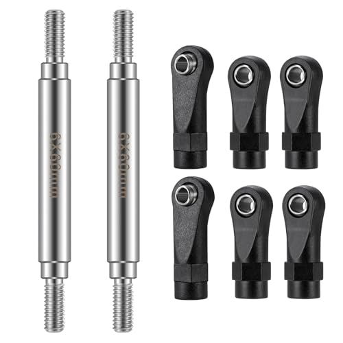 Straight Chassis Links - Stainless Steel Link Set High Clearance Linkage Link Rod with Plastic Rod Ends 50mm-100mm Compatible with 1/10 RC Crawler Axial SCX10 II III TRX4 (60mm) - color: 60mm