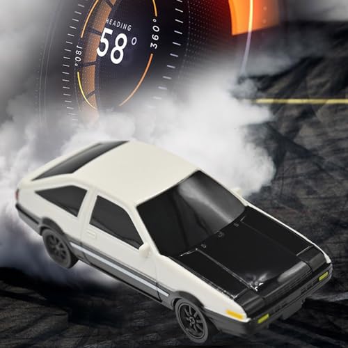 1/43 Mini RC Drift Car 2.4GHz AE86 RTR Full Proportional Remote Control Cars 4WD High Speed Racing Lights Kit and Racing Tires (4306) - color: Silvery-black