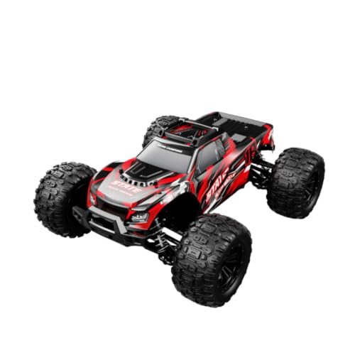 1/16 Scale 4WD Brushless RC Off-Road Truck, 2.4GHz Full Proportional Remote Control Car, 30KM/H High-Speed All Terrain Monster Truck with LED Lights RTR Hobby Grade Vehicle - color: Red
