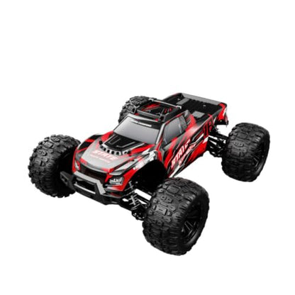 1/16 Scale 4WD Brushless RC Off-Road Truck, 2.4GHz Full Proportional Remote Control Car, 30KM/H High-Speed All Terrain Monster Truck with LED Lights RTR Hobby Grade Vehicle - color: Red