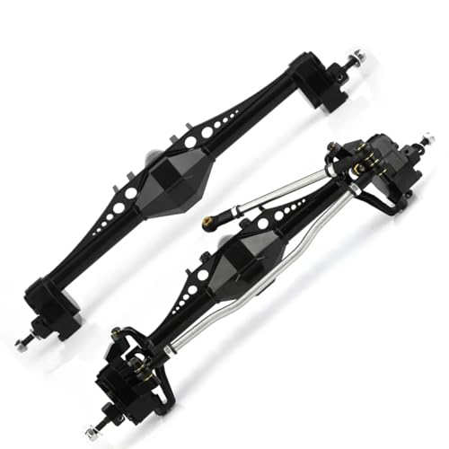 2Pcs Billet Aluminum Front and Rear Portal Axle Assembly with Steel Gears for Axial 1.9 UTB SCX10 III Currie F9 1/10 RC Crawler Upgrades (Black) - color: Black