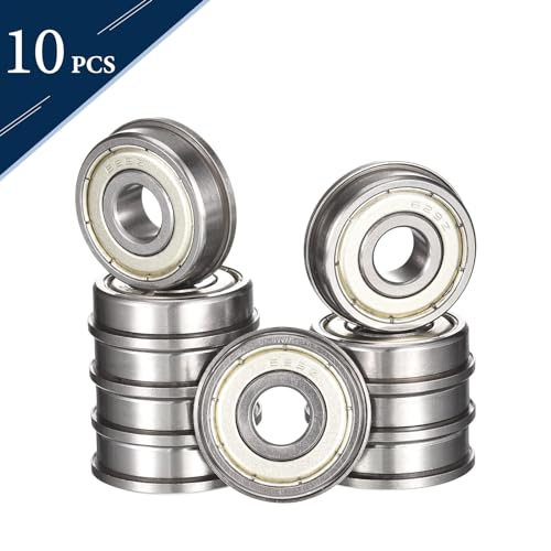 F629ZZ Flanged Ball Bearing, ID 9mm x OD 26mm x Width 8mm Miniature Bearings, Double Metal Shielded Deep Groove Bearings, Pre-Lubricated (GCr15) Chrome Steel 10pcs - size: F629ZZ 9mmx26mmx8mm
