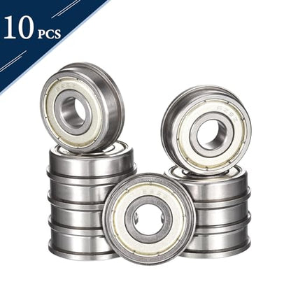 F629ZZ Flanged Ball Bearing, ID 9mm x OD 26mm x Width 8mm Miniature Bearings, Double Metal Shielded Deep Groove Bearings, Pre-Lubricated (GCr15) Chrome Steel 10pcs - size: F629ZZ 9mmx26mmx8mm