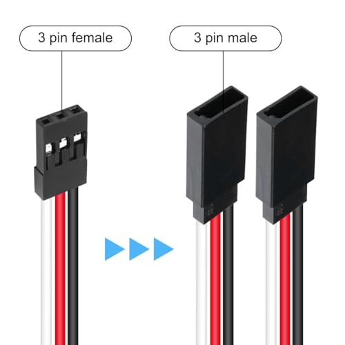 8 Pcs 7cm 3-Pin Male to Female Servo Extension Cable, Black, Red, White, Copper Core, High Current, Anti-Interference, Stable Signal, RC, Car, Plane, Helicopter, Drone