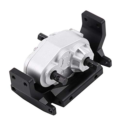 RC Transfer Case, 72mm CNC Machined Metal Gearbox with Mount for SCX10 D90 1/10 RC Crawler Car Black Silver