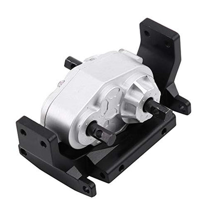 RC Transfer Case, 72mm CNC Machined Metal Gearbox with Mount for SCX10 D90 1/10 RC Crawler Car Black Silver