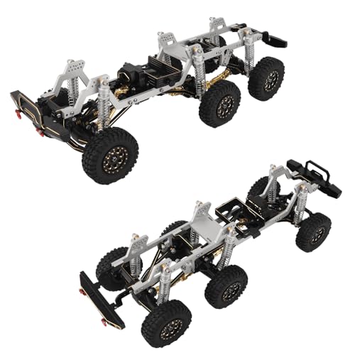 TRX-4M 6x6 RC Chassis Frame with Axles Transmission Wheels Skid Plate DIY for TRX4M 1/18 RC Crawler Metal Upgarde Parts (Silver) - color: Silver