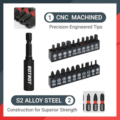 37-Piece Magnetic Nut Driver Set - SAE (1/4" to 9/16") & Metric (5mm to 15mm), PH1 & PH2 Screwdriver Bits 1/4 Drive Shank Adapter Extension, Nut Driver Set - Cr-V Magnetic Socket set - size: 37-Piece Magnetic Nut Driver Set