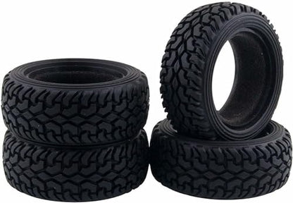1/10 RC On-Road Car Tyres,WONFAST 4PCS 75mm Rally Grain Car Rubber Tires Sponge Insert for 1:10 RC On Road Run-flating Racing Car Parts for Tamiya HSP HPI Kyosho(Black) - color: 75mm