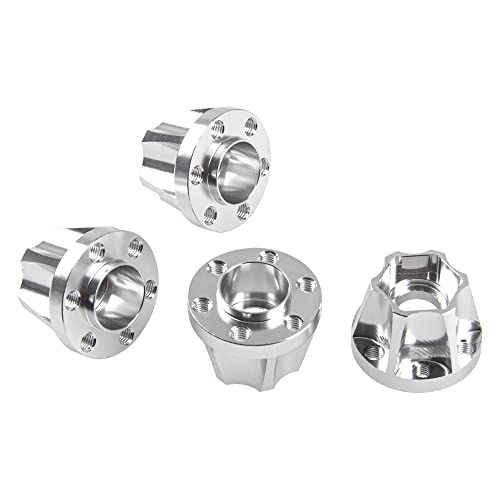 Metal RC 12mm Wheel Hex Hub Extension Combiner Compatible with 1.9/2.2inch Wheel Rim Axial SCX10 Traxxas TRX4 D90 1/10 RC Crawler (15mm, Silver) - color: Silver, size: 15mm