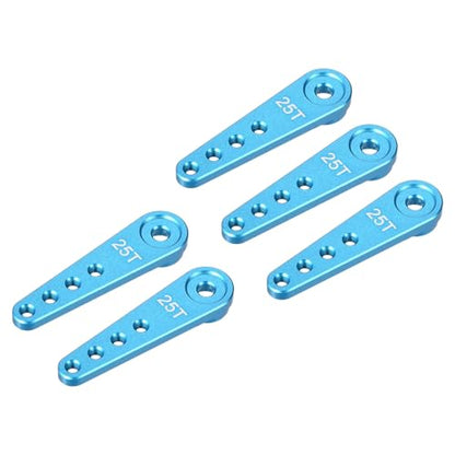 MECCANIXITY 5 Pcs Aluminum Servo Horn Long 25T Steering Arm 37mm Length Blue Suitable for DIY RC Car/Boat/AirplanesBoat Model Accessories - color: Blue