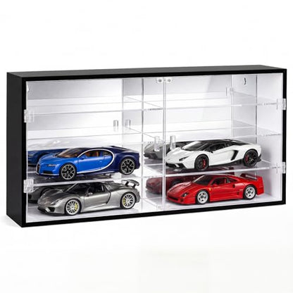 Juexica 1: 24 Clear Acrylic Toy Car Display Case 8 Grids Toy Race Car Display Show Box Diecast Case Wall Mounted Vehicles Shelf for Storage, Christmas Mini Model Figure Lover Gifts - size: 8 Grids