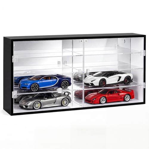 Juexica 1: 24 Clear Acrylic Toy Car Display Case 8 Grids Toy Race Car Display Show Box Diecast Case Wall Mounted Vehicles Shelf for Storage, Christmas Mini Model Figure Lover Gifts - size: 8 Grids