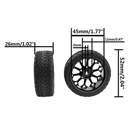 ShareGoo Metal Wheel Rims with Rubber Tire RC 12mm Hex Compatible with HSP Tamiya Kyosho RedCat Sakura WLtoys 1/10 RC On-Road Racing Touring Car (Black) - color: Black