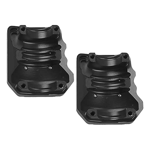 2Pcs ShareGoo Aluminum Alloy Front Rear Axle Differential Cover 15g Diff Cover Case Compatible with Traxxas TRX-4 1/10 RC Crawler Car (Black) - color: Black
