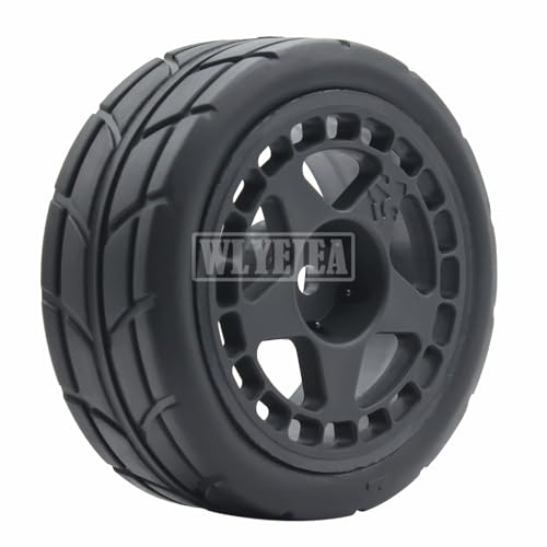 4PCS RC 1/10 On-Road Tires 65mm RC Rubber Tires w/Plastic Wheel Rim 12mm Hex Fit for 1/10 RC On-Road Rally Car HPI Tamiya TT01 TT02 Kyosho Wltoys 144001 - color: Black 3