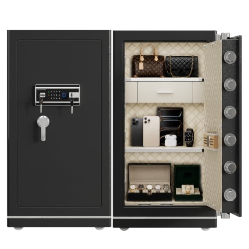 FABAO Wifi Smart Safe 8.1 Cu.Ft.Extra Large Home Safe,Big Security Fireproof Safe Box with Fireproof Bag,Built-In Drawer and Removable Shelf Perfect for Safe for Home Documents Money Valuables - size: 8.1 CuFt