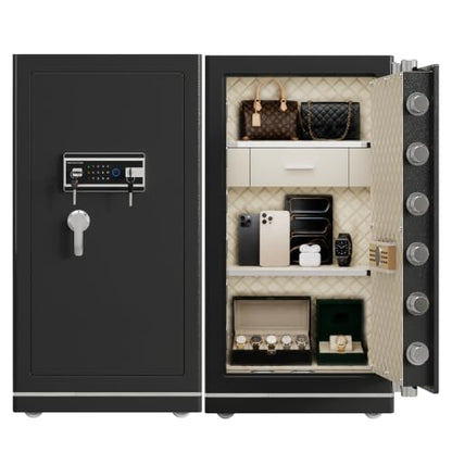 FABAO Wifi Smart Safe 8.1 Cu.Ft.Extra Large Home Safe,Big Security Fireproof Safe Box with Fireproof Bag,Built-In Drawer and Removable Shelf Perfect for Safe for Home Documents Money Valuables - size: 8.1 CuFt