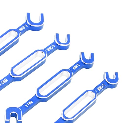 RC Car Wrench, 4PCS Aluminum Alloy Turnbuckle Nut Ball Joint Remover Spanner 3.0 to 6.0mm, with Double End Design, for RC Crawler Car Boat Drone Maintenance (Blue) - color: Blue