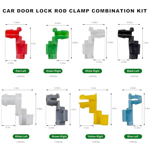80 PCS Car Door Lock Rod Clips Assortment Kit, Tailgate Lock Pawl Push Retainer Clip with Storage Case, Left & Right Tailgate Handle Rod End Clips for Trucks Pickups SUVs