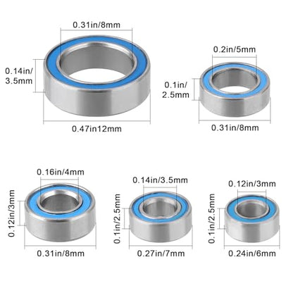 HobbyPark Ball Bearing Kit Rubber Sealed 2RS for TRX4M TRX4MT Upgrades Parts Compatible with High Trail K10 F150 Defender Bronco 1/18 RC Crawler & Monster Truck, 22Pcs