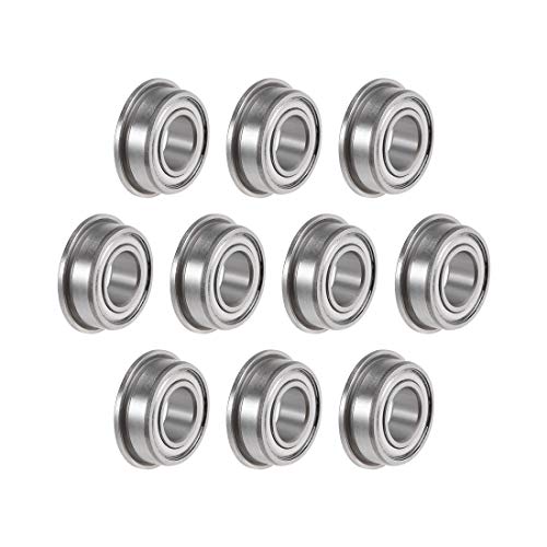 uxcell F687ZZ Flanged Ball Bearing 7x14x5mm Shielded Chrome Steel Flange Rip Bearings 10pcs - size: 7x14x5mm